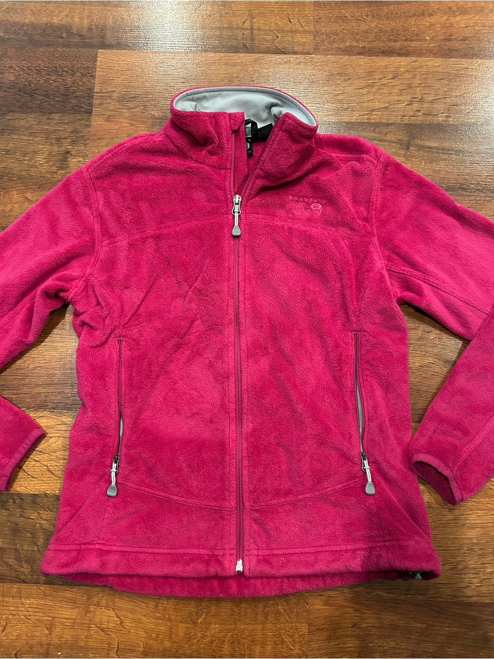 Mountain Hardwear Womens Fleece Jacket Pink Solid Full Zip Pockets Mock Neck S